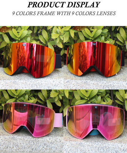 Ski Goggles with Magnetic Double Layer Yellow Lens Skiing Anti-fog UV400 Snowboard Goggles Men Women Ski Glasses Eyewear Set