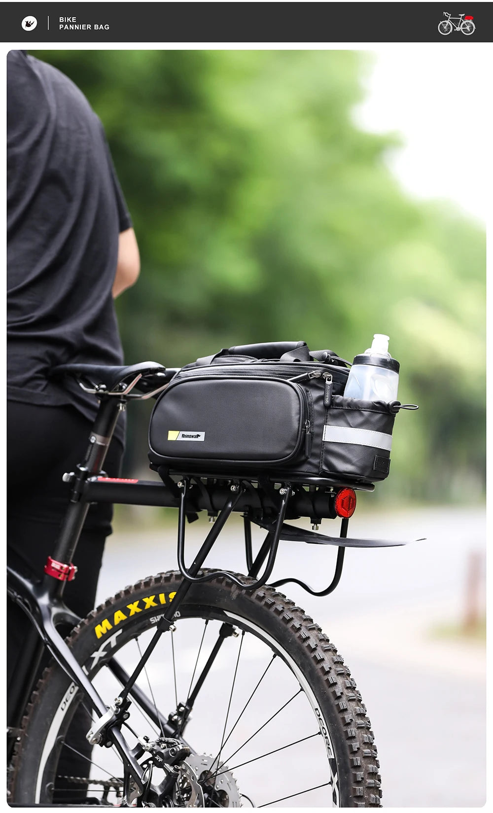Rhinowalk Bicycle Pannier Bag Multifunctional Bike Rack Bag Trunk Saddle Cycling Large Capacity Travel Bag MTB With Rain Cover