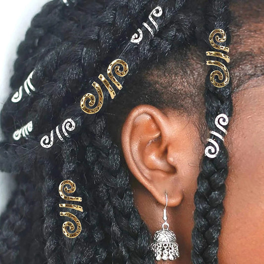 5Pcs Golden Silver Viking Spiral Charms Hair tubes Braid Dread Dreadlock Beads Clips Cuffs Rings Jewelry Hair Accessories woman