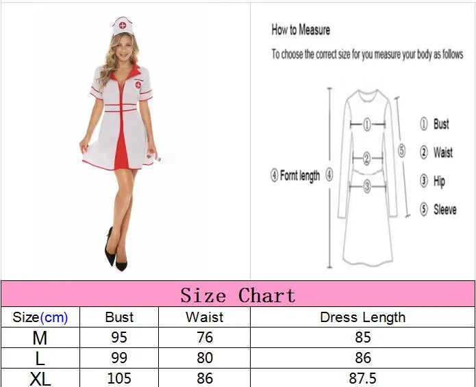 Nurse Costumes Women Sexy Maids Dress with Headwear Syringe suit Adult Cosplay Halloween Costume