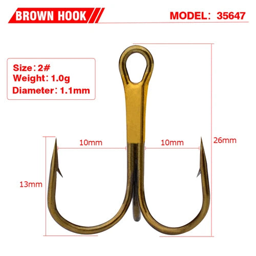 10pcs 35647 3/0#-14# High Carbon Steel Fishing Hook Barbed Treble Hooks Fishhooks Carp Fishing Tackle Round Bend For Bass