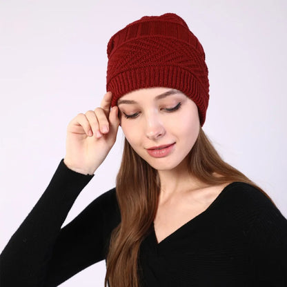 fashion women stretchy knitted Skullies Beanies Hat solid snood scarf warm Beanie For womem Autumn winter Female Beanie cap