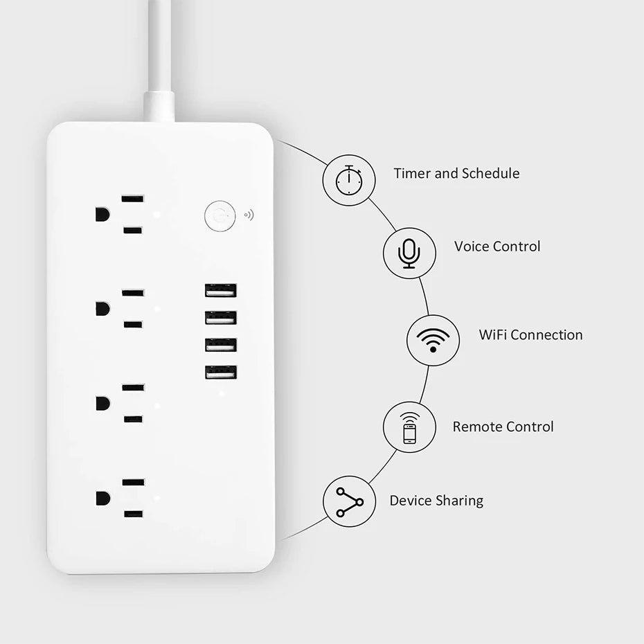 Smart socket WiFi Power Strip Multi Plug With 4 Plug 4USB Port Compatible With alexa google home Smart home Tuya Smart smartlife