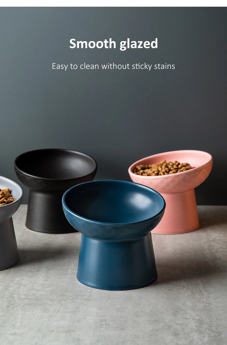 Cat Nordic Style Food Water Bowl Pet Animal Ceramic Eating Dishes High Foot Raised Puppy Cats Matte Bowls Elevated Dog Bowls