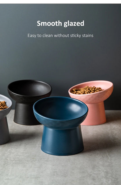Cat Nordic Style Food Water Bowl Pet Animal Ceramic Eating Dishes High Foot Raised Puppy Cats Matte Bowls Elevated Dog Bowls