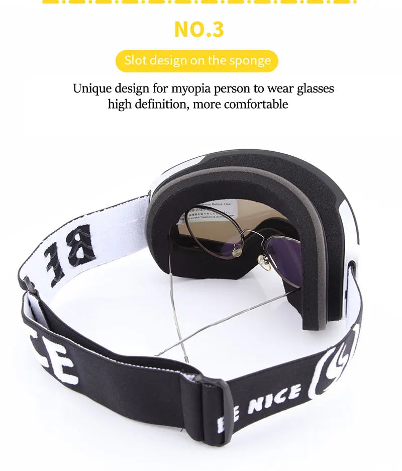 Ski Goggles with Magnetic Double Layer Yellow Lens Skiing Anti-fog UV400 Snowboard Goggles Men Women Ski Glasses Eyewear Set
