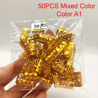 5Pcs Golden Silver Viking Spiral Charms Hair tubes Braid Dread Dreadlock Beads Clips Cuffs Rings Jewelry Hair Accessories woman