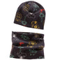 Autumn Winter Cotton Knit Children's Hat Collar 2 Set Boys and Girls Hats Set Baby Solid Color Scarf Cap two-piece