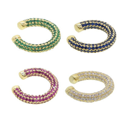 white green blue red cz Circle no piercing women 1 pc bling full cz colorful ear cuff multi piercing clip on earring ice jewelry