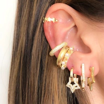white green blue red cz Circle no piercing women 1 pc bling full cz colorful ear cuff multi piercing clip on earring ice jewelry