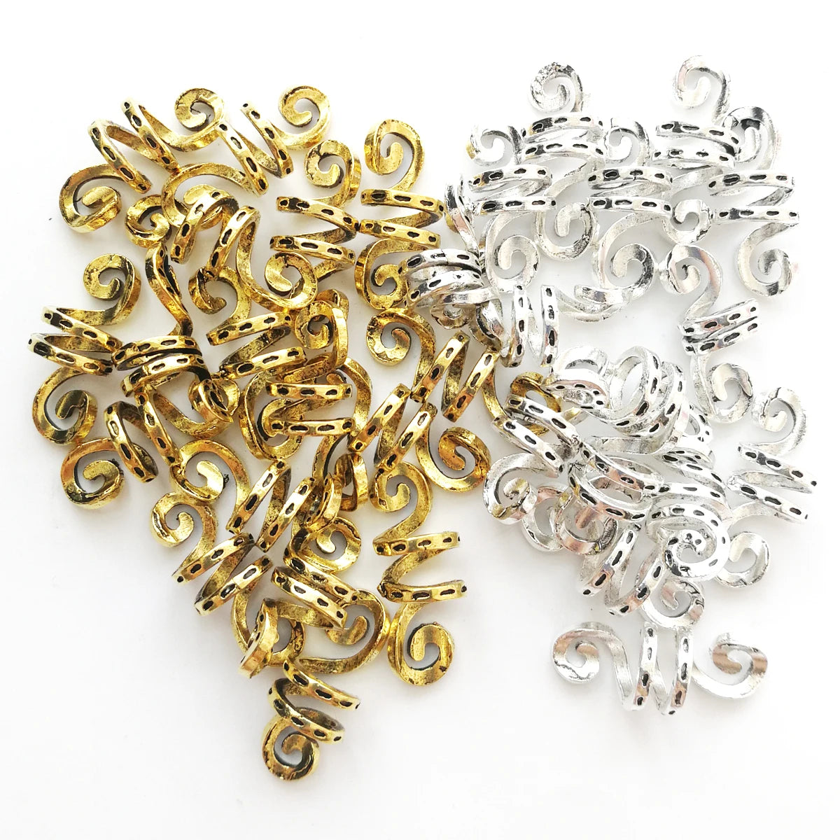 5Pcs Golden Silver Viking Spiral Charms Hair tubes Braid Dread Dreadlock Beads Clips Cuffs Rings Jewelry Hair Accessories woman