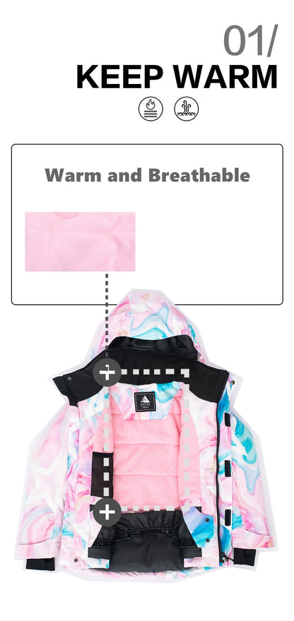 Waterproof Ski Jackets for Children Skiing Snowboarding Jacket Ski Pants Boys Winter Outdoor Ski Jacket Snow Pants -20-30 deg