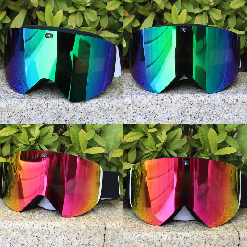 Ski Goggles with Magnetic Double Layer Yellow Lens Skiing Anti-fog UV400 Snowboard Goggles Men Women Ski Glasses Eyewear Set