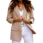 New Chic Women Blazers Autumn Lapel Elegant Solid Color Coat Long Sleeve Jacket Business Coat