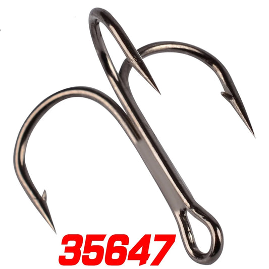 10pcs 35647 3/0#-14# High Carbon Steel Fishing Hook Barbed Treble Hooks Fishhooks Carp Fishing Tackle Round Bend For Bass