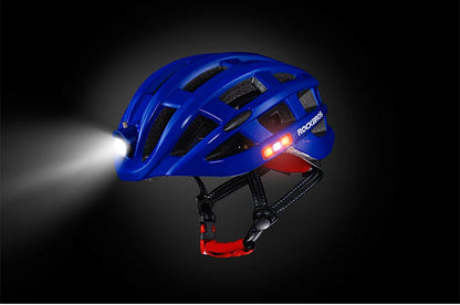 ROCKBROS Bike Headlamp Night Cycling Helmet With Glowing Headlight Warning Light MTB Bicycle Helmet Rechargeable Sport SafetyCap
