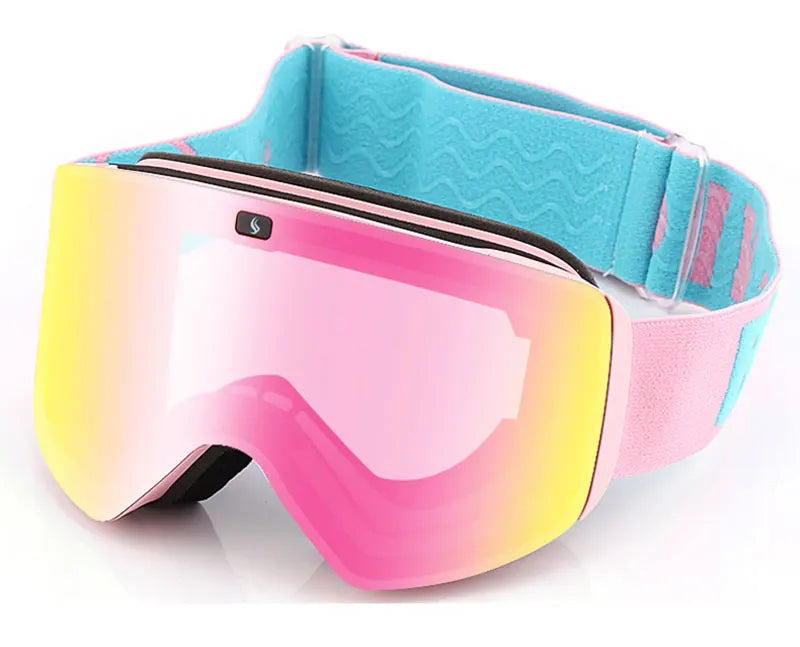 Ski Goggles with Magnetic Double Layer Yellow Lens Skiing Anti-fog UV400 Snowboard Goggles Men Women Ski Glasses Eyewear Set
