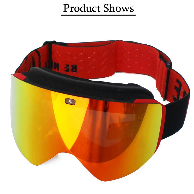 Ski Goggles with Magnetic Double Layer Yellow Lens Skiing Anti-fog UV400 Snowboard Goggles Men Women Ski Glasses Eyewear Set