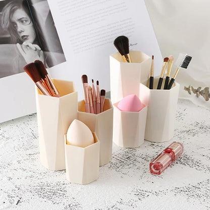 Polish Nail Brush Box 3 Lattices Organizer Storage Tools Desk Case Jewelry Cosmetics Office Table Rack Holder Make up Pen