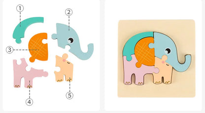 High Quality Baby 3D Wooden Puzzle Educational Toys Early Learning Cognition Kids Cartoon Grasp Intelligence Puzzle