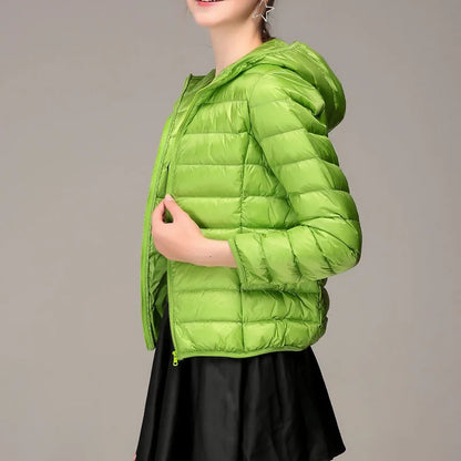 Winter Women Ultralight Thin Down Jacket White Duck Down Hooded Jackets Long Sleeve Warm Coat Parka Female Portable Outwear