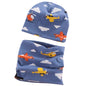 Autumn Winter Cotton Knit Children's Hat Collar 2 Set Boys and Girls Hats Set Baby Solid Color Scarf Cap two-piece