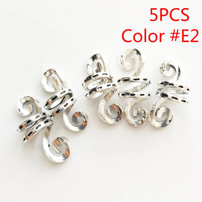 5Pcs Golden Silver Viking Spiral Charms Hair tubes Braid Dread Dreadlock Beads Clips Cuffs Rings Jewelry Hair Accessories woman