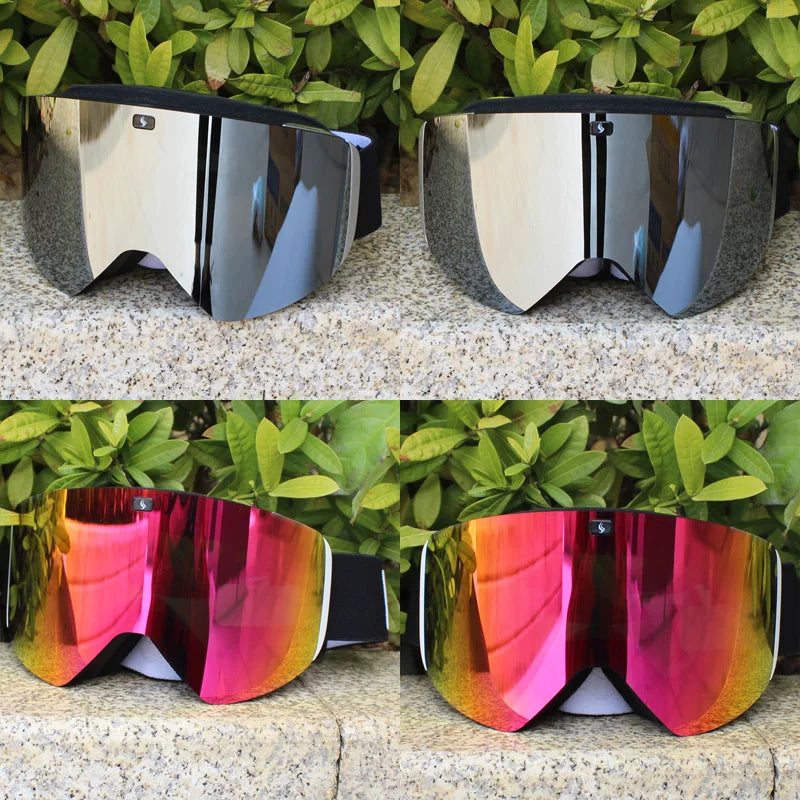 Ski Goggles with Magnetic Double Layer Yellow Lens Skiing Anti-fog UV400 Snowboard Goggles Men Women Ski Glasses Eyewear Set