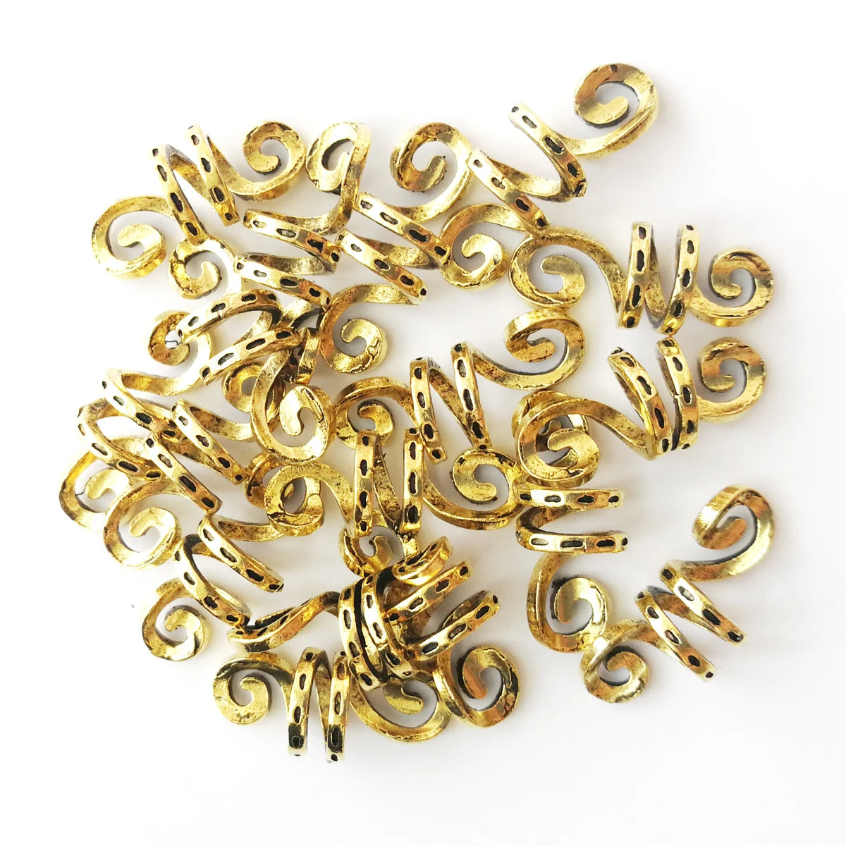 5Pcs Golden Silver Viking Spiral Charms Hair tubes Braid Dread Dreadlock Beads Clips Cuffs Rings Jewelry Hair Accessories woman