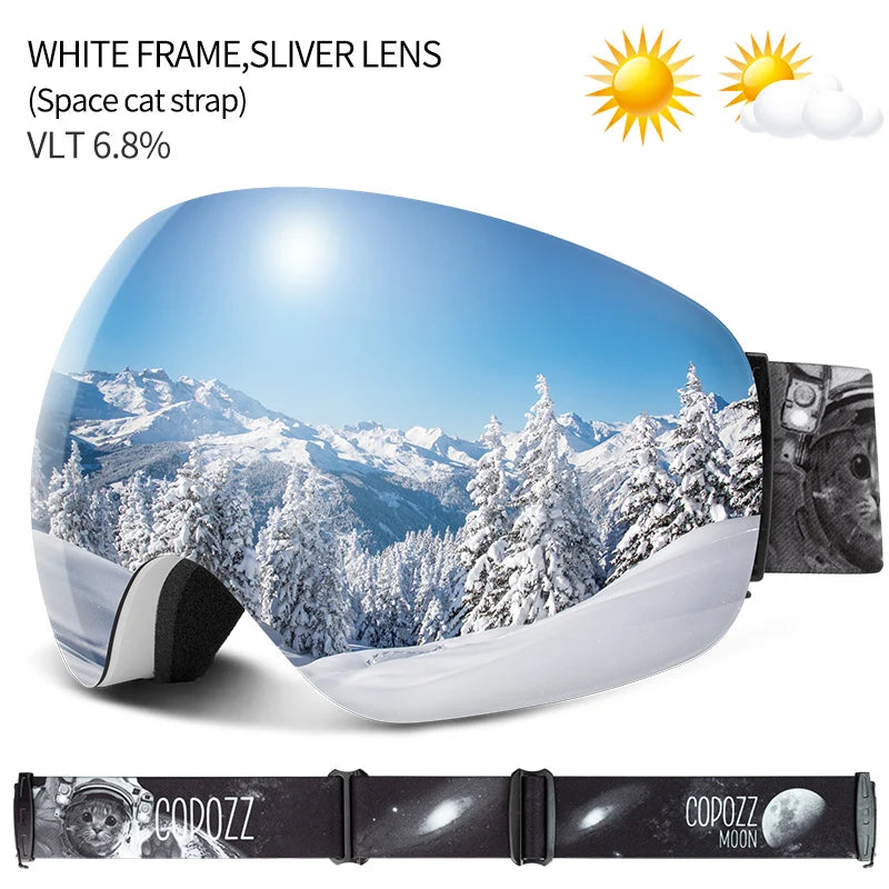COPOZZ Outdoor Sports Ski Goggles UV400 Protection Ski Mask Male Female Anti-Fog Big Face Snow Glasses Snowboard Skiing Eyewear