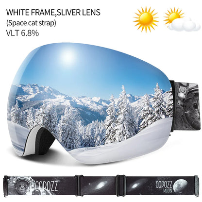 COPOZZ Outdoor Sports Ski Goggles UV400 Protection Ski Mask Male Female Anti-Fog Big Face Snow Glasses Snowboard Skiing Eyewear