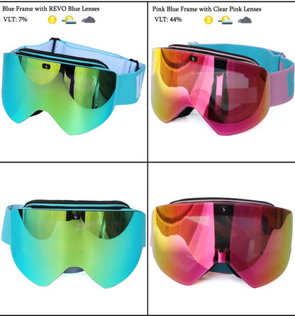 Ski Goggles with Magnetic Double Layer Yellow Lens Skiing Anti-fog UV400 Snowboard Goggles Men Women Ski Glasses Eyewear Set
