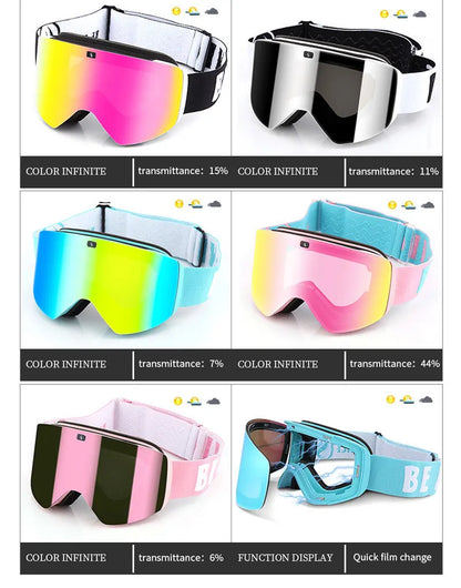 Ski Goggles with Magnetic Double Layer Yellow Lens Skiing Anti-fog UV400 Snowboard Goggles Men Women Ski Glasses Eyewear Set