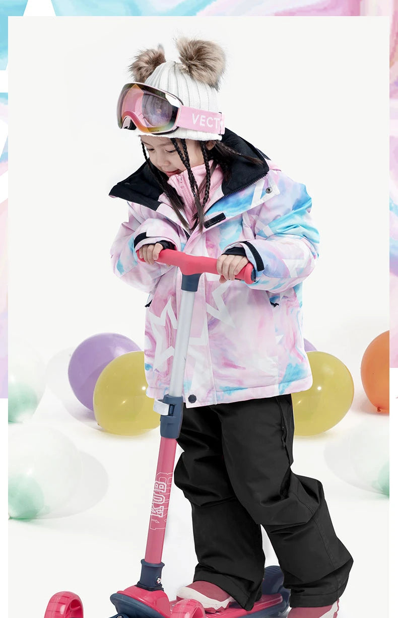 Waterproof Ski Jackets for Children Skiing Snowboarding Jacket Ski Pants Boys Winter Outdoor Ski Jacket Snow Pants -20-30 deg