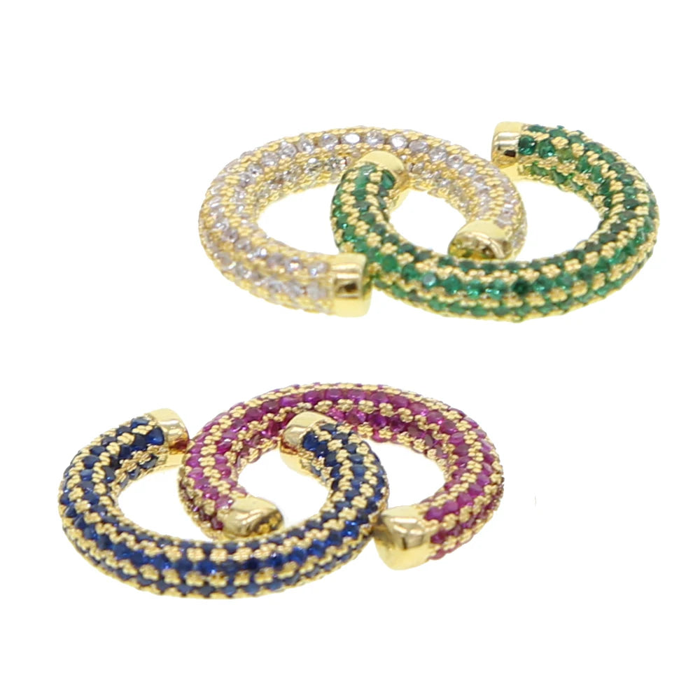 white green blue red cz Circle no piercing women 1 pc bling full cz colorful ear cuff multi piercing clip on earring ice jewelry