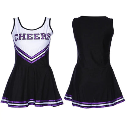 Sexy Sleeveless Cheerleader Costume Women Cosplay Cheer Dancewear Outfits School Girls Cheerleading Mini Dress
