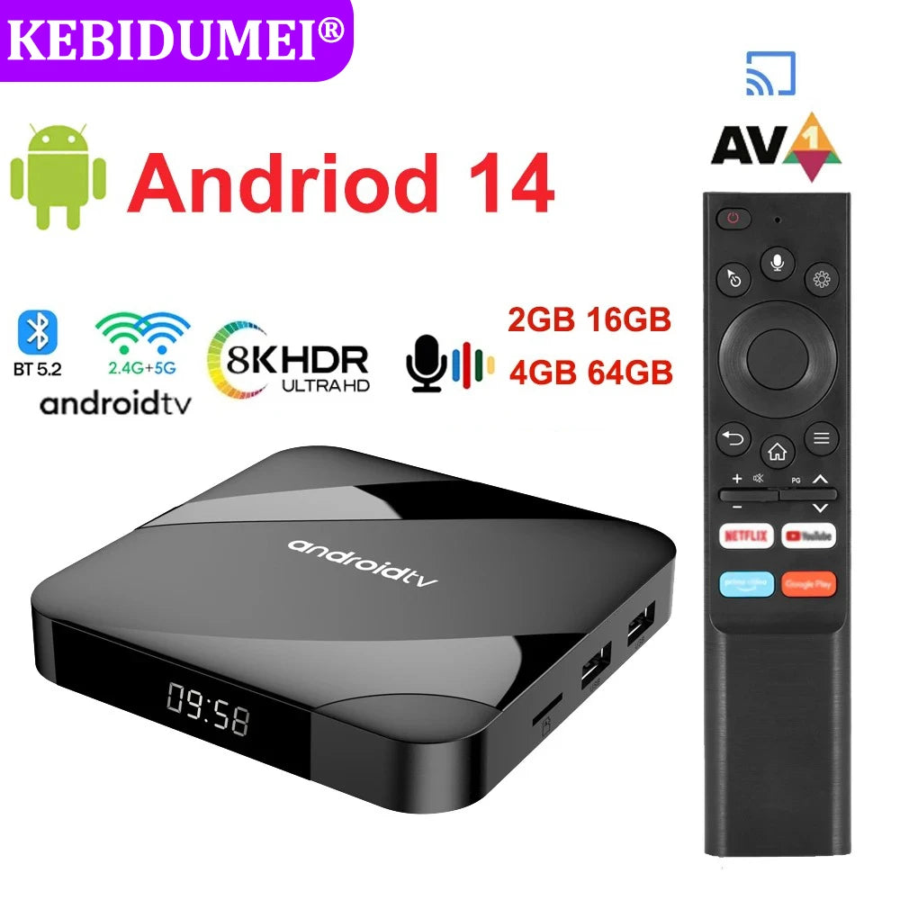 Android 14 TV Box Bluetooth 5.2 ATV 8K 4K Set Top Box 4GB 64GB AV1 S905W2 Quad Core 2.4G&5G Dual WIFI Voice Remote Media PlayerStreaming & Home Media PlayersGoWisse.com