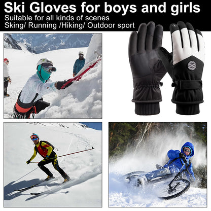 Waterproof Ski Gloves Thermal Touchscreen Snowboard Gloves Warm Winter Snow Gloves Windproof Bike Cycling Gloves Fits Men Wome