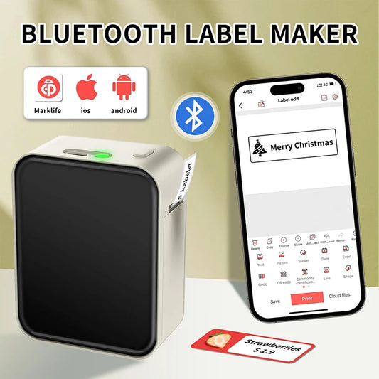 Marklife P15 Mini Portable Thermal Printer Wireless Bluetooth Label Tag Maker For Home Office Labeling Sticker Machine With USB