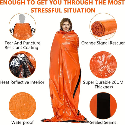 4 pcs outdoor emergency tent+sleeping bag+raincoat+first aid blanket bundle pocket set suitable for outdoor camping and hiking