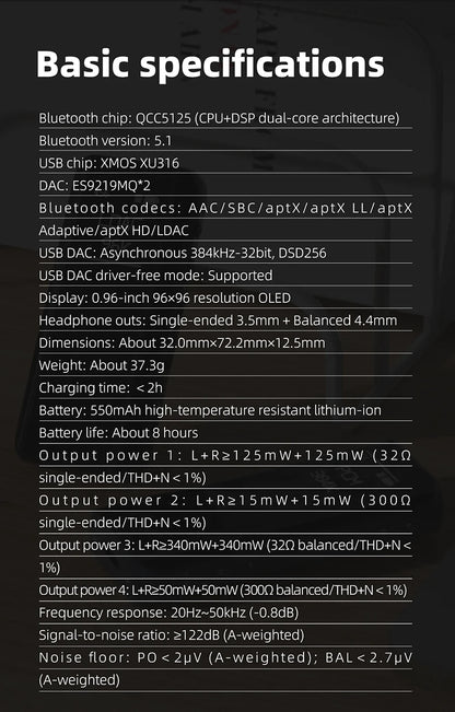 FiiO BTR15 Bluetooth 5.1 Headphone Amplifier DSD256 Receiver LDAC/aptX Adaptive with 3.5mm/4.4mm