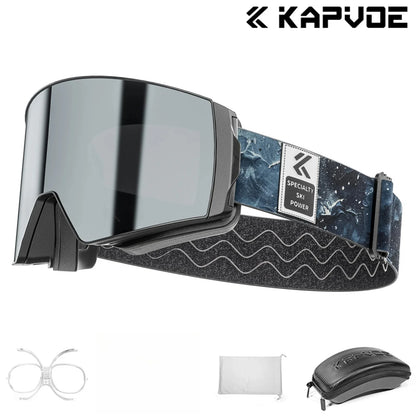 Kapvoe Snow Ski Goggles Snowboarding  Skiing Mask for Men Women Anti-Fog Lens Kit UV400 Protection Snowmobile Glasses Motorcycle