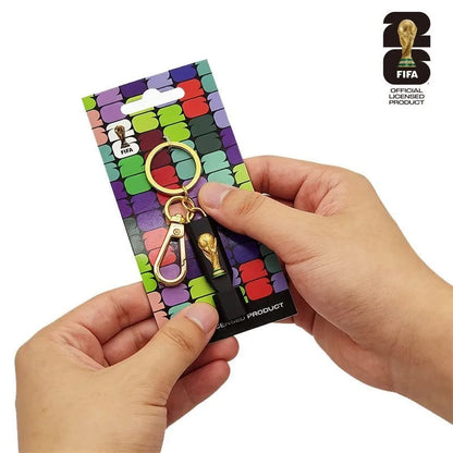 Official Licensed FIFA 2026 World Cup 2.5D Trophy Whistle Keychain USA Canada Mexico Football Fans Souvenir