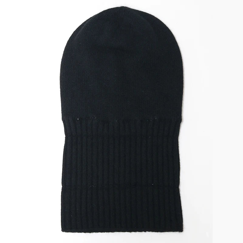 100%Cashmere Beanie Hat for Women's Winter Satin Lined Knitted Solid Skullies Cap Silk Lining Soft Warm Slouchy Bonnet