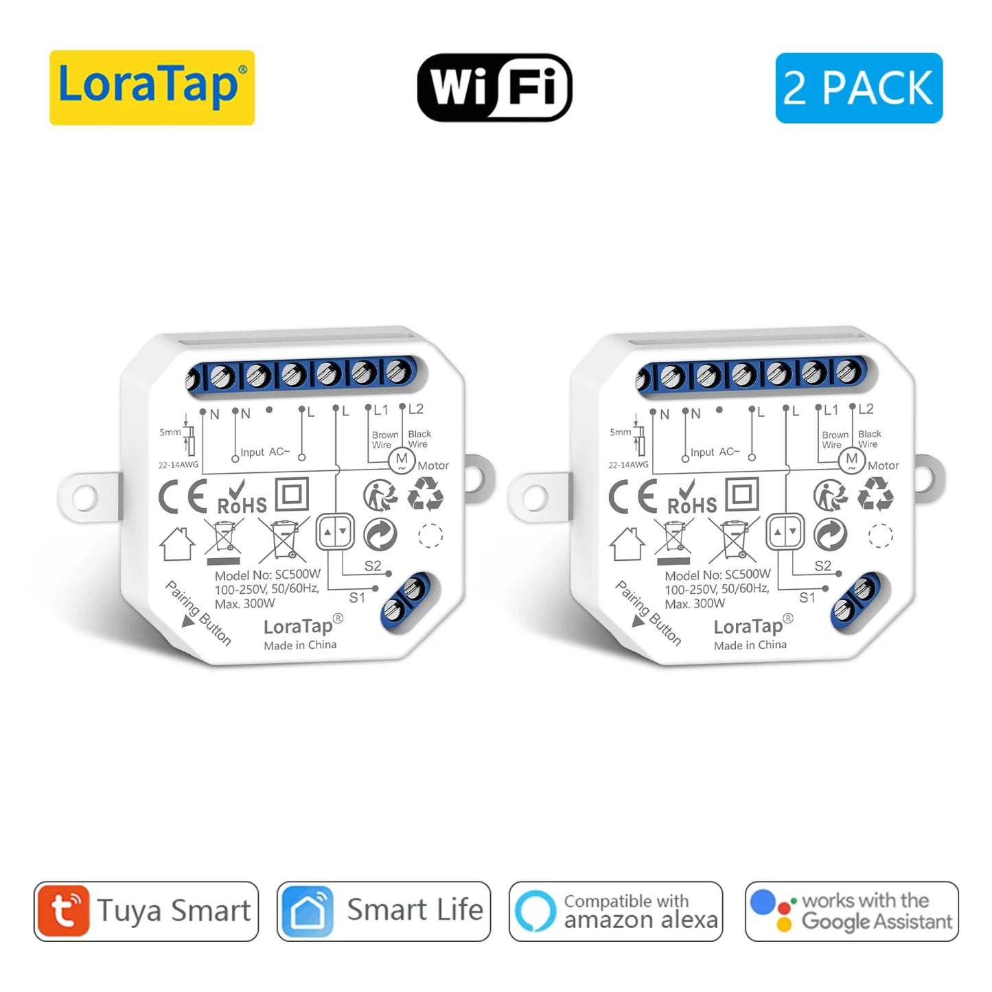 LoraTap Tuya Smart Life Roller Shutter Blinds Switch Relay Module Percentage Timer Remote Control Google Assistant Alexa