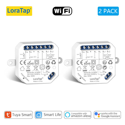 LoraTap Tuya Smart Life Roller Shutter Blinds Switch Relay Module Percentage Timer Remote Control Google Assistant Alexa