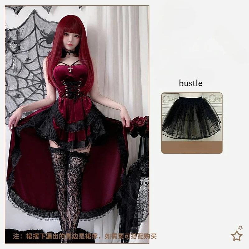 Sexy Lingerie Cosplay Dark Gothic Halloween Costume Ladies Dress Dovetail Witch Vampire Bride Performance Costume Red Suit