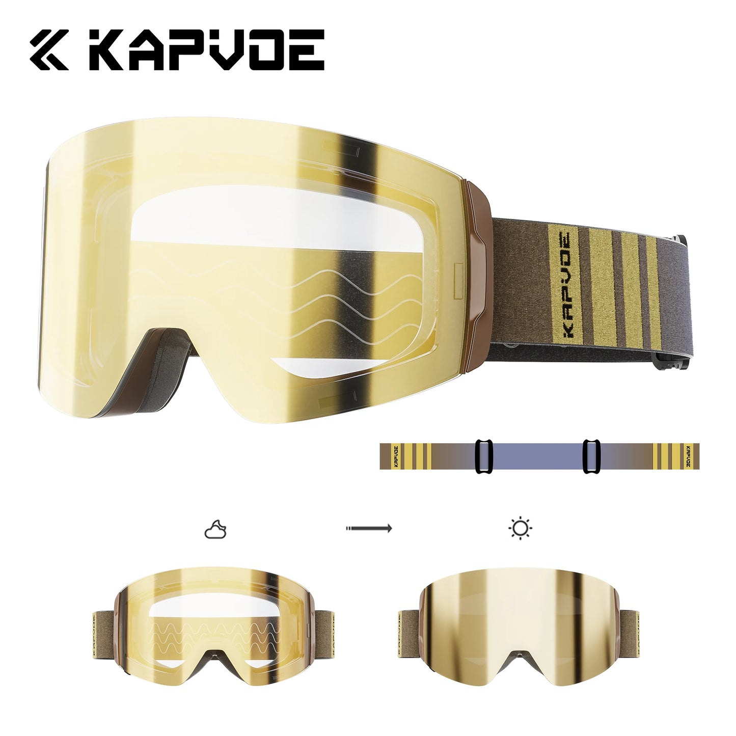 KAPVOE Ski goggles Anti-fog Skiing goggles Photochromic Outdoor Sports Magnetic Glasses Winter Snowboard Snowmobile Equipment
