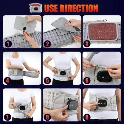 Lumbar Traction Device Heating Airbag Inflatable Decompression Back Belt Hot Compress Massage Men Women Waist Support Belt