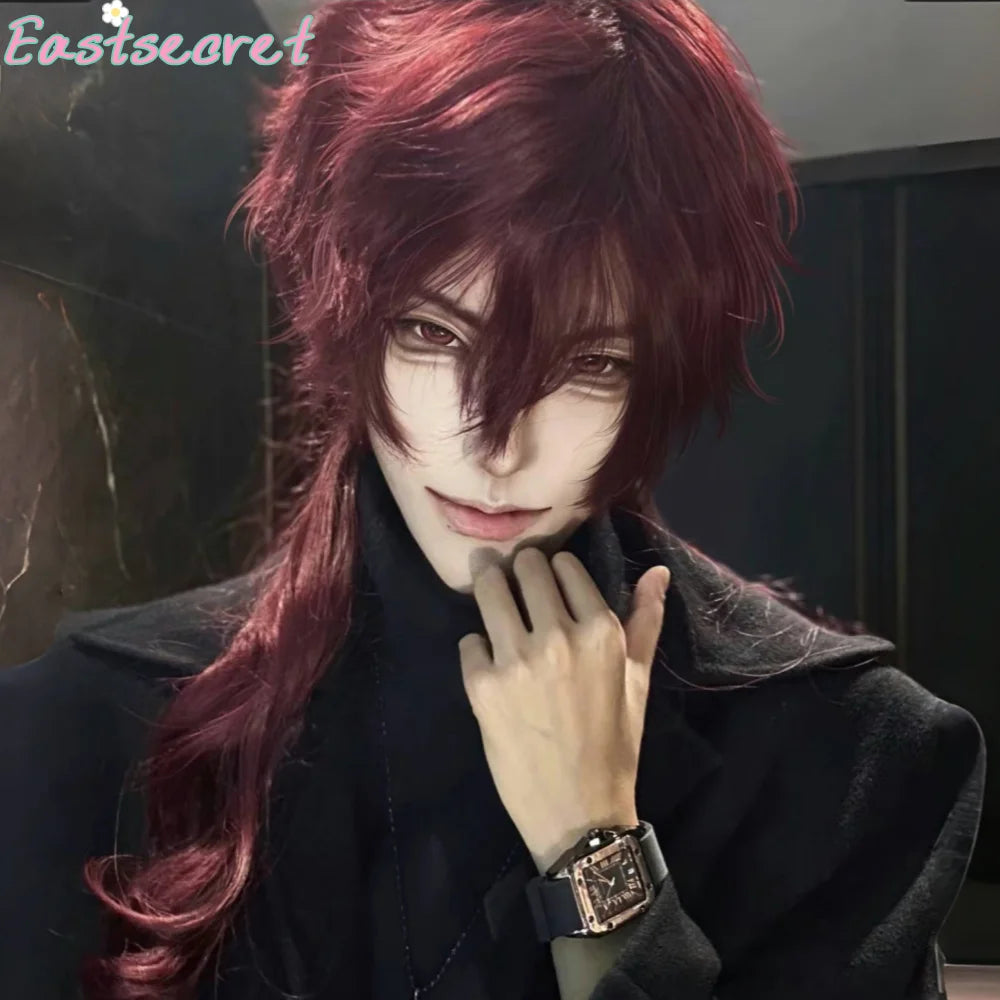 EAST Red Long Straight Synthetic Mullet Head Wig Wolf Tail Layered Fluffy Women and Men Wig for Daily Party Lolita Cosplay